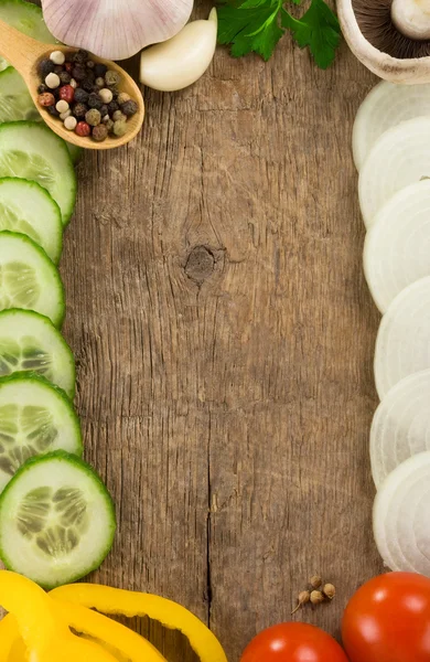 stock image Healthy vegetable food and wood