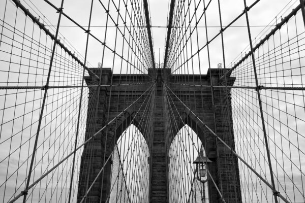 The famous Brooklyn bridge in New York City.