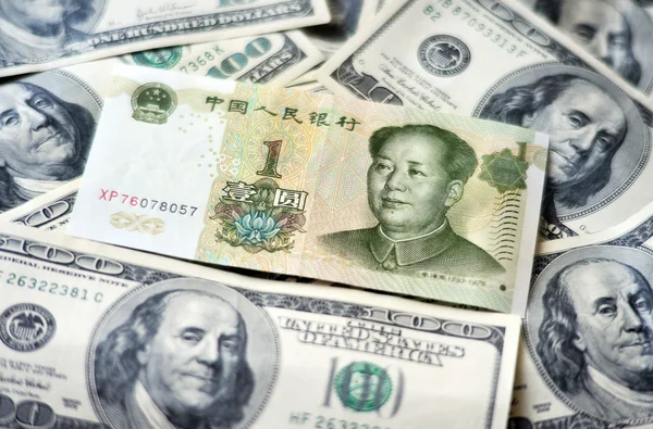 Kínai és amerikai pénz — Stock Fotó
