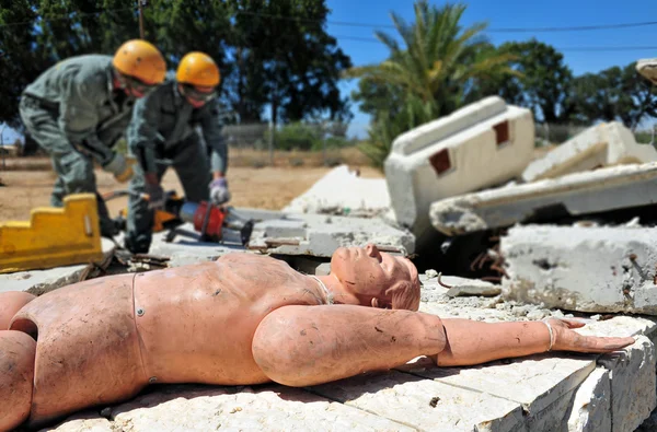 Search and Rescue Through Building Rubble after a Disaster — Stock Photo, Image