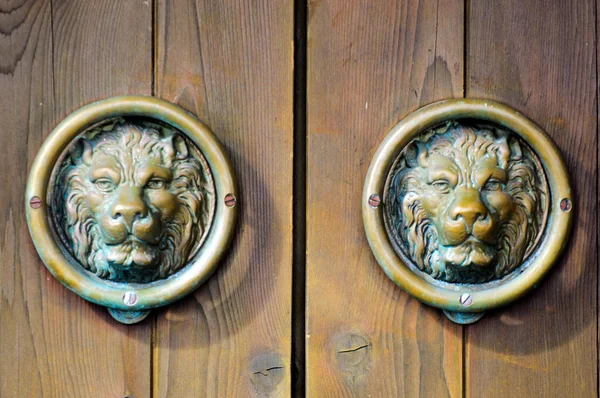 Kínai oroszlánok dekoráció Handel ajtó — Stock Fotó