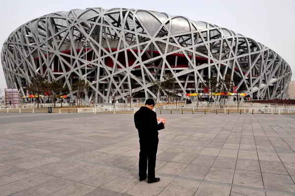 stock image BEIJING, CHINA - MARCH 2: Beijing National Stadium - The bird nest Olympic stadium on March 2, 2008 in Beijing, China