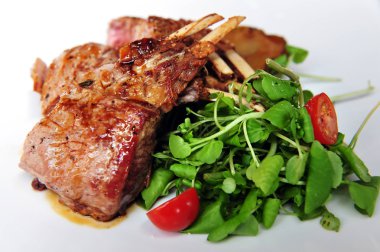 Lamb Chops with Salad clipart