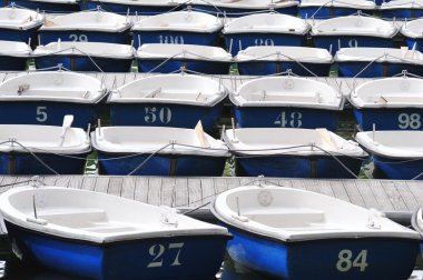 Pleasure Row Boats Docked on Lake clipart