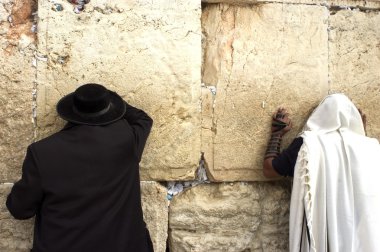 Jewish Men Pray Wailing Wall clipart