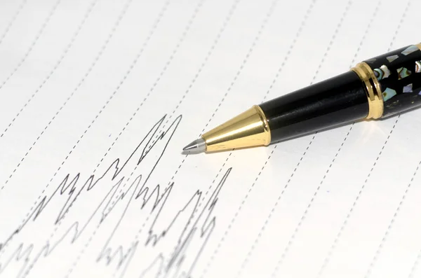 Gráfico de caneta e linha — Fotografia de Stock