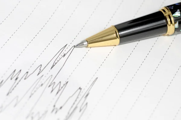 Pen en lijn grafiek — Stockfoto