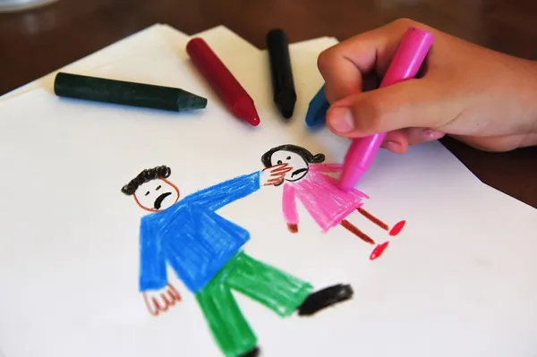 Dibujo muestra a las niñas sentimientos internos acerca de ser abusado —  Fotos de Stock
