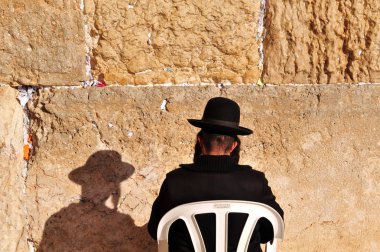 Jewish Men Pray Wailing Wall clipart