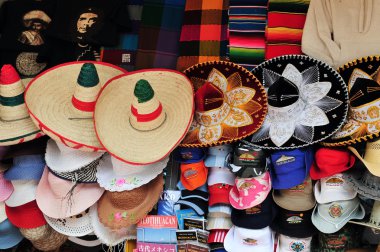 Mexican sombreros and cowboy hats clipart