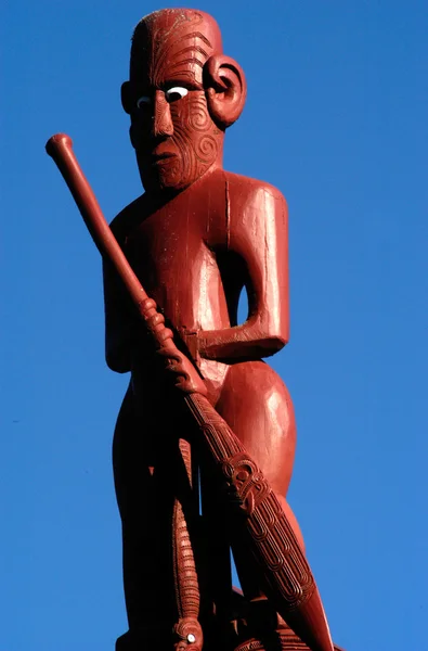 Maori Escultura em uma Marae — Fotografia de Stock