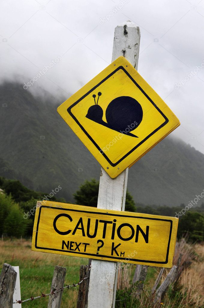 Caution Snail Crossing Sign