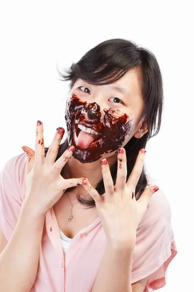 Asiática dama y chocolate —  Fotos de Stock