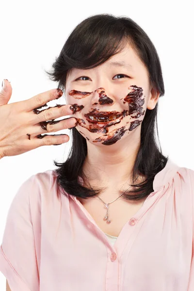Asiatico signora e cioccolato — Foto Stock