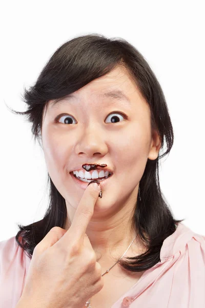 Aziatische Dame en chocolade — Stockfoto