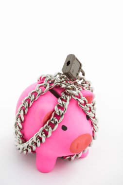 Chained piggy bank clipart