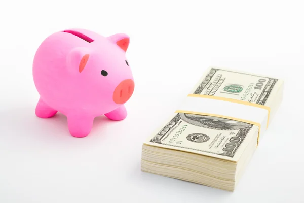 Piggy bank and dollar — Stock Photo, Image