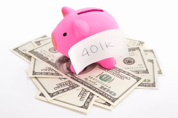 stock image Piggy bank 401K and dollar