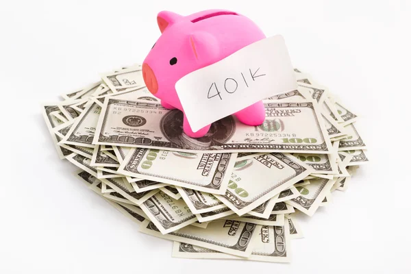 stock image Piggy bank 401K and dollar