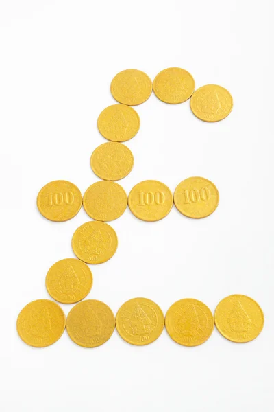 stock image Pound sterling shape from gold coins