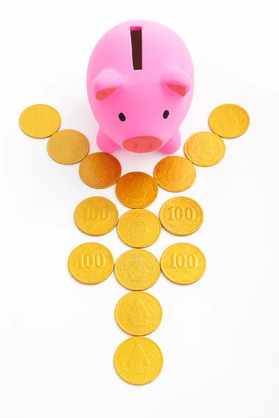 Piggy bank en yen teken — Stockfoto