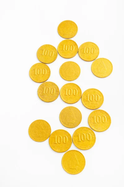 Δολάριο σχήμα από χρυσά νομίσματα — Φωτογραφία Αρχείου