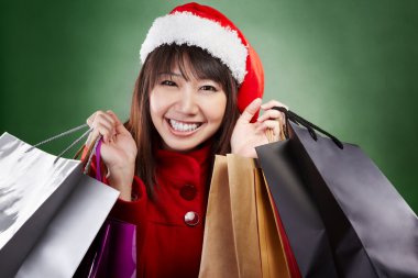 Christmas girl shopping clipart