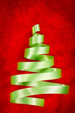 Green ribbon Christmas tree clipart