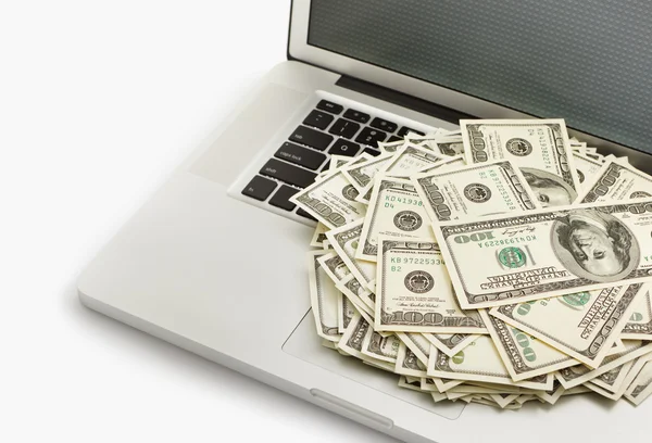 Dollars on laptop — Stock Photo, Image