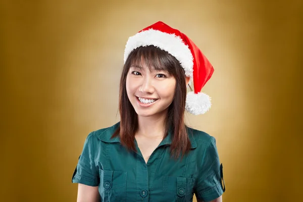 Ragazza con cappello da Babbo Natale — Foto Stock