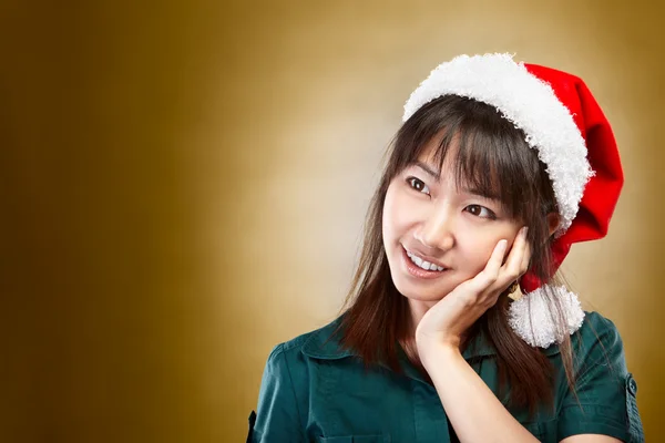 Lány arról ábrándozik, hogy karácsony — Stock Fotó