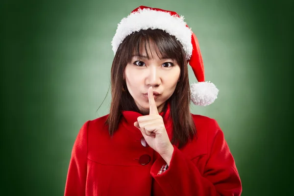 Christmas girl shhing — Stock Photo, Image
