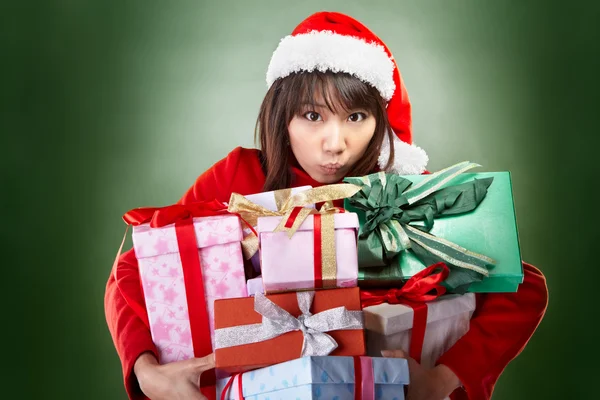 Christmas flicka som presenterar — Stockfoto