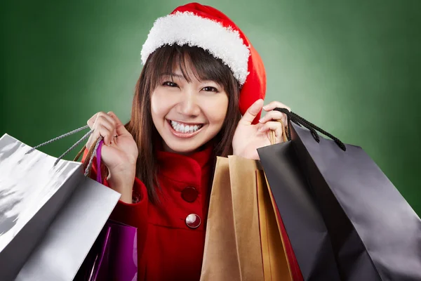 Noel kız alışveriş — Stok fotoğraf