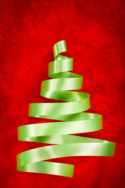 Green ribbon Christmas tree — Stock Photo, Image