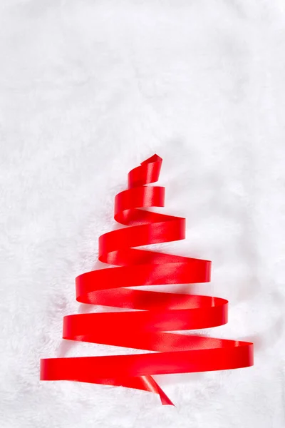 Red ribbon Christmas tree — Stock Photo, Image