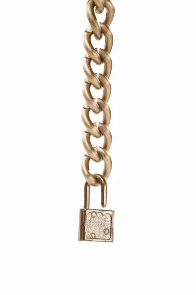 Hanging chain and padlock — Stock Photo, Image