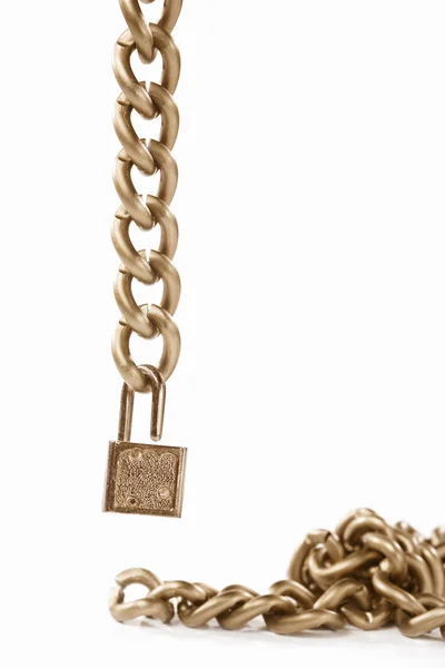 Hanging chain and padlock — Stock Photo, Image