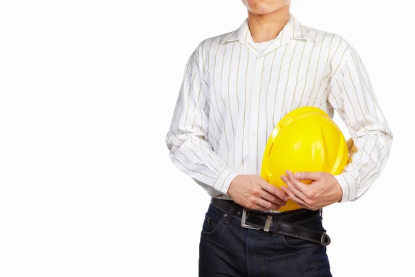 Civil engineer body part with safety helmet — Stock Photo, Image