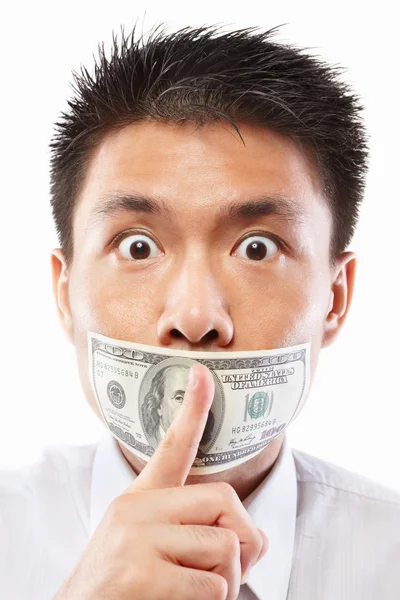 Muta koncept, mun förseglade med dollarsedeln — Stockfoto