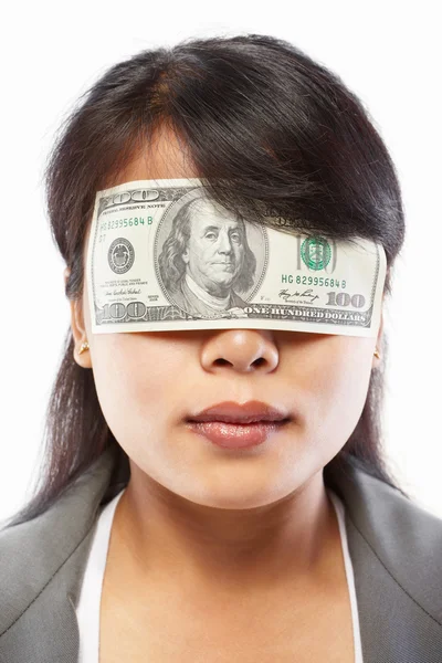 Podnikatelka oslepnout s penězi — Stock fotografie