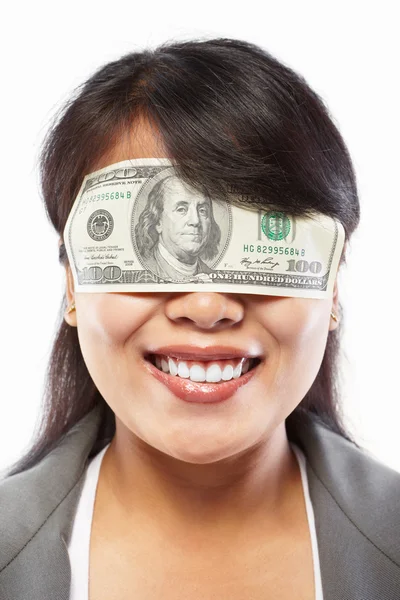Empresaria siendo cegada con dinero —  Fotos de Stock