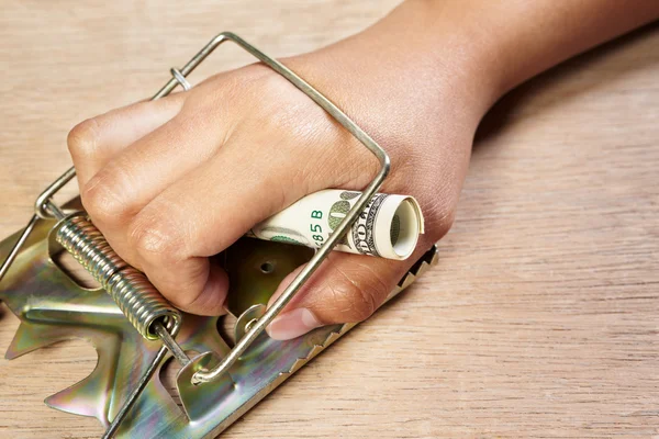 Trapped when catching money — Stock Photo, Image