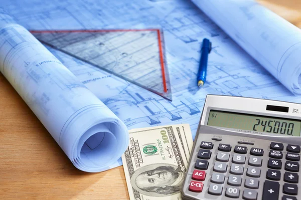 Berekening van de kosten op huisontwerp — Stockfoto