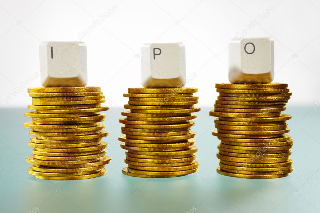 IPO letter on gold coins stack