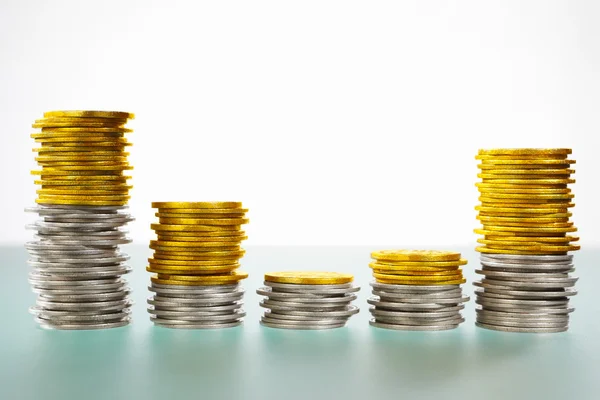 Five stacks of coins — Stock Photo, Image