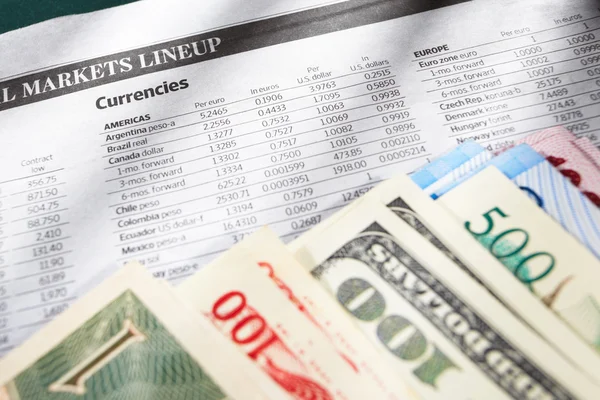 Foreign exchange sheet — Stock Photo, Image