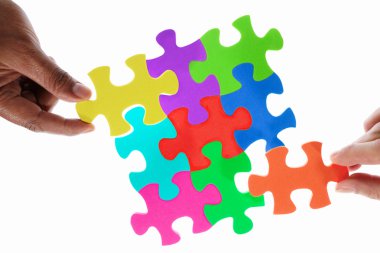 Solving colorful puzzle clipart