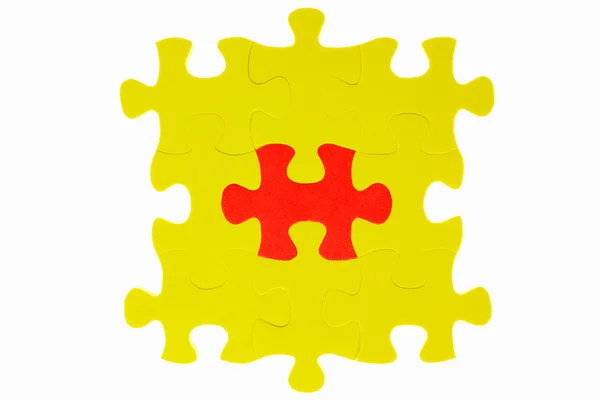 Solução de quebra-cabeça jigzaw — Fotografia de Stock