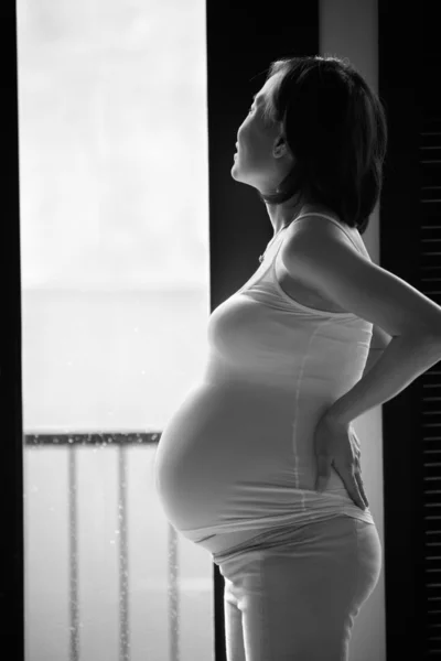 Senhora grávida olhando para longe Fotografias De Stock Royalty-Free